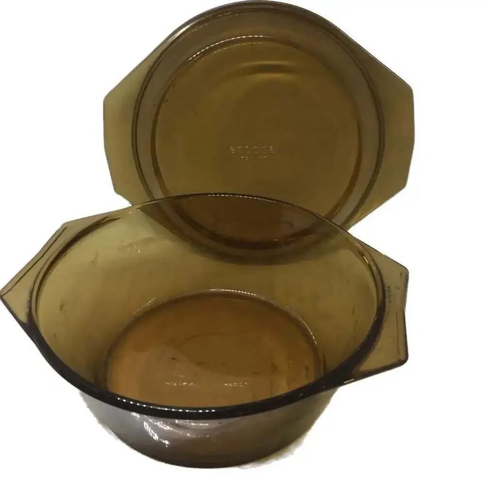 Arcopal France Amber Brown Glass Covered Casserole Dish